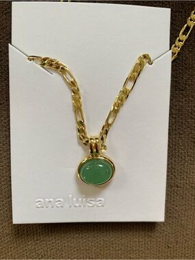 Ana Luisa Gold Necklace with Green Oval Gemstone Pendant